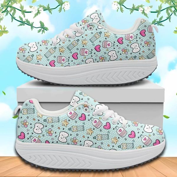 Chaussures décontractées instantarts automne swing swing swing cartoon dents motif de dents dames plate-forme baskets non glissons augmentant les chaussures