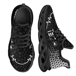 Casual schoenen Instantarts Zwart Outdoor Running For Women Non Slip Sport Nursing Heartbeat Gedrukt Comfortabele eenvoudige klassieker
