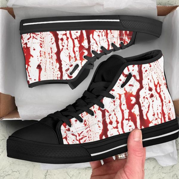 Zapatos casuales Instantarts Bloody Horror Pattern Men High Top Sneakers Classic Vulcanized Canvas Flat para zapato para caminar masculino