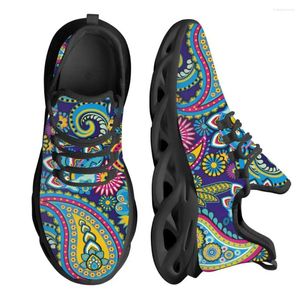 Chaussures décontractées Instantarts Blue Luxury Paisley Floral Patter Sneakers Femme 2024 Flat Lace-Up Zapatillas Mujer