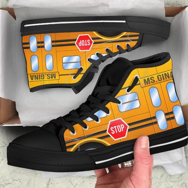 Chaussures décontractées Instantarts Bus Design High Top Canvas Male Sport Sport Swate Sneakers Hip Hop Tennis Traners Trencanize