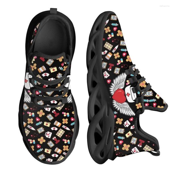Chaussures décontractées Instantarts Cap Supplies imprimées Femelle Running Sneakers Light Mesh Footwear Women's Footwear