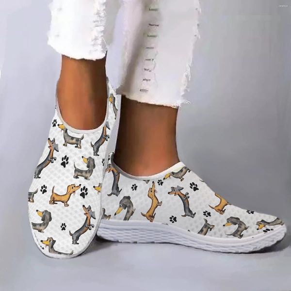 Zapatos informales Instantarts Cartoon Dachshund estampado de perros Cozy Home Design Ladies Summer cómoda transpirable Flat