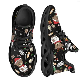 Zapatos informales Instantarts Bear oso de Navidad Kint Aprendible zapato al aire libre Regalo de calzado sin deslizamiento para unisex 2024