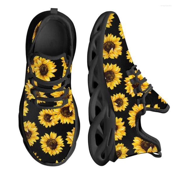 Zapatos casuales instantarts clásico de girasol negro caminando zapatillas de zapatillas causales para femenina transpirable moda