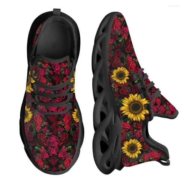 Zapatos casuales instantarts clásico de girasol rojo mujer rosa kintting zapatillas grandes tamaño 45 46 calzado comodidad y transpirable 2024