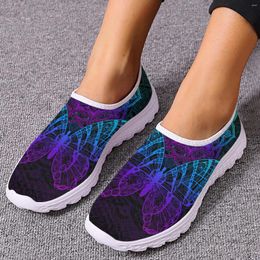Chaussures décontractées instantarts gradient coloré 3d papillon imprimé léger les dames d'été à la maison mâles molles zapatos planos