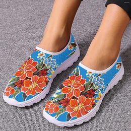 Chaussures décontractées Instantarts Fleur tropicale colorée avec oiseau de paradis peinture à plat pour Lady Light Soft Mesh Sneakers Slip-On