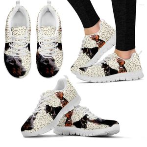 Casual schoenen Instantarts Cool Doberman Pinscher Design Brand Dames Sneakers White Barved Art Print Comfortabele Loafers Pet Zapatos Planos