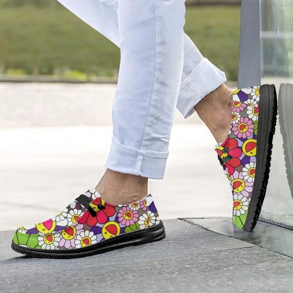 Zapatos informales instantets personalizados con estampado de girasol para hombre, zapatos planos flotantes antideslizantes, calzado de trabajo transpirable de negocios, bonito Zapato