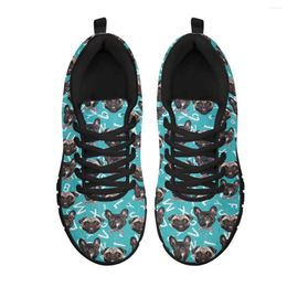 Chaussures décontractées instantarts mignons taurelles chien 3d motif d'impression femme femme de ventilation extérieure sport confortable