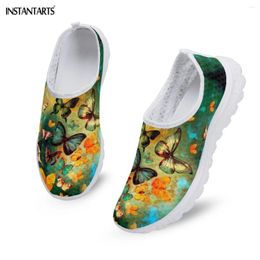 Chaussures décontractées instantarts mode 3d art papillons imprimement dames mess baskets légers à glissière plates pour femmes mocassins respirants d'été