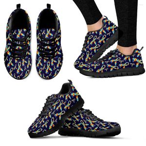 Casual schoenen INSTANTARTS Mode Autisme Bewustzijn Ontwerpen Sneakers Comfortabel Blauw Zwart Zachte Sole Snakers