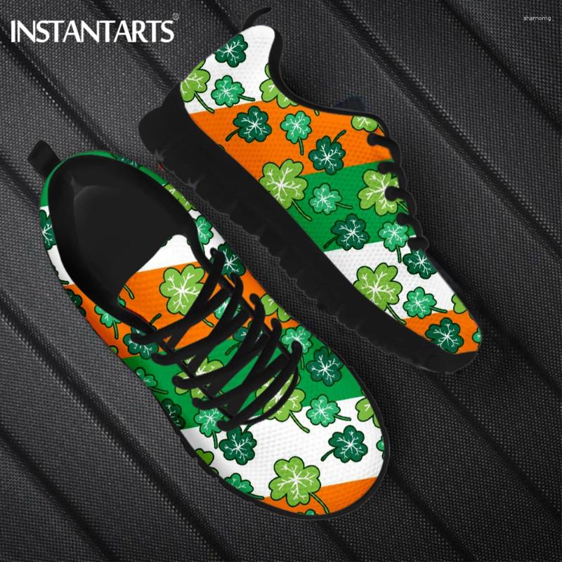 Casual Shoes InstantArts Fashion St. Patrick's Day Pattern Mesh Sneakers 17 mars Damer Lätt snörning Lägenheter Löpande skor