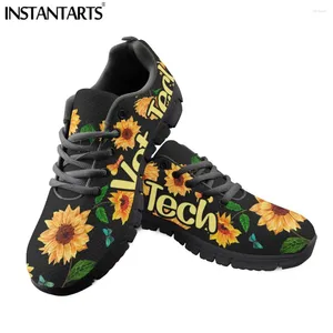 Chaussures décontractées Instantarts Fashion Women Sneakers respirant Sunflowers Vet Tech Brand Design Mesh Flats Light Ponder pour les filles