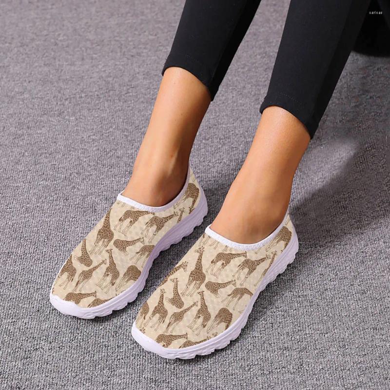 Casual Shoes INSTANTARTS Giraffe Print Women's Cute Walking Fashion Summer Sneakers Lightweight Lace-Up Running For Women