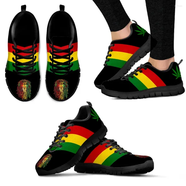 Zapatos casuales instantarts jamaica estampado estampado femenino plano cómoda zapatillas para mujeres calzado de encaje de moda negra zapatos