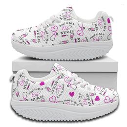 Chaussures décontractées Instantarts Plate-forme à lacets outil léger Tool Love Pattern Sweething Swing Femme's Mesh Tennis Outdoor