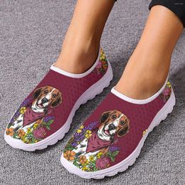 Chaussures décontractées Instantarts Lovely Beagle Labrador Flower Design Lightweight Breathable Pet Dog Imprimer Platform Sneakers