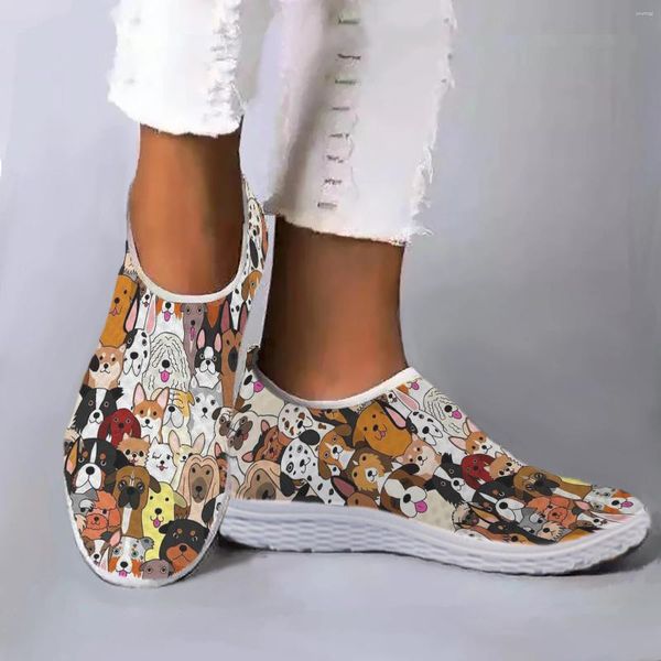 Chaussures décontractées Instantarts Lovely Cartoon Dog Design Mesdames confortable Summer Summer Breatch Pet Logs Animal Imprimez les baskets