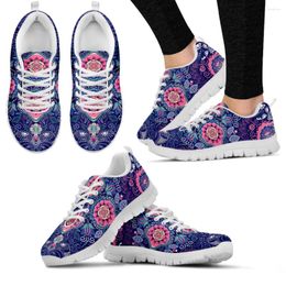 Chaussures décontractées Instantarts Luxury Paisley Floral Boho Print baskets pour femmes Design à lacets Design Light Walk Girls Flats 2024