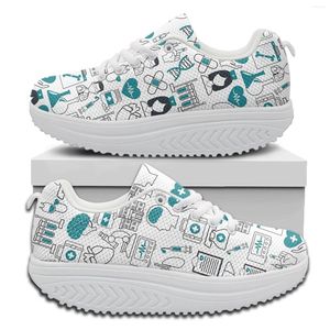 Casual schoenen instantarts verpleegkunde voor vrouwen cartoon print meisjes lengte toenemende witte veter zapatos