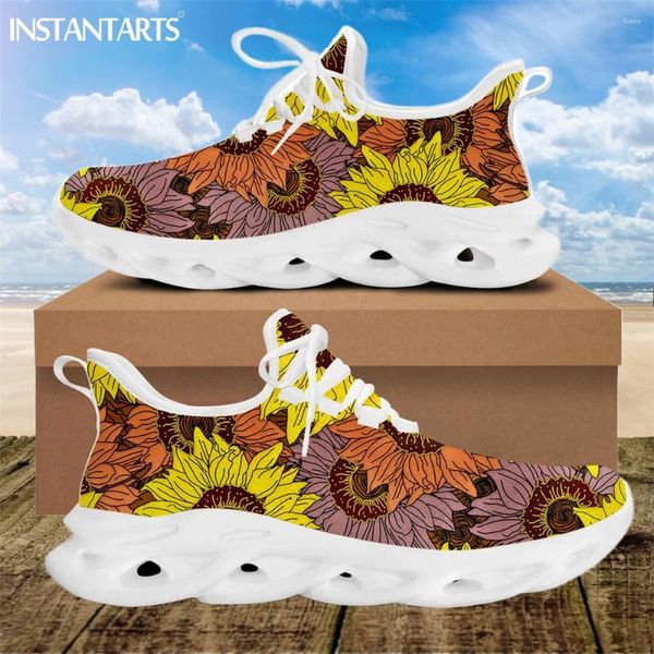 Zapatos informales Instantarts Pintura Amarillo Impresión de girasol Femenina Femenina de las zapatillas Ligero Mesh Plataforma de calzado para mujeres Zapatos