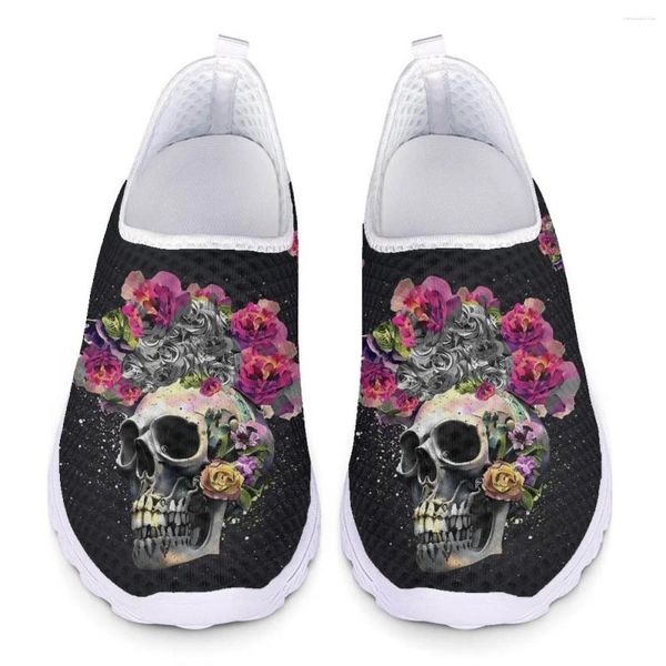 Chaussures décontractées Instantarts Skull Skull Rose Imprimement infirmière pour femmes Summer Soufflent Running Light