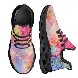 Chaussures décontractées Instantarts Pink Gradient Star Design Bohemian Mandala Multi-imprint Lace-Up Femme Running Sneakers Mesh Footwear pour femmes