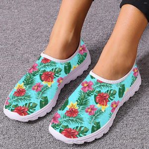 Casual schoenen Instantarts Pretty Tropical Flower Printing Women Flat Summer Ademende slip-on mesh sneakers Lichtgewicht Loafers Zapatos