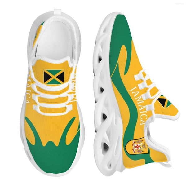 Zapatos casuales instantarts zapatillas de zapatillas con bandera de jamaica y isla of springs estampado de baloncesto de moda transpirable plataforma de malla Snaeker