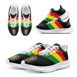 Chaussures décontractées Instantarts Style Women's Running Jamaican Flag Lion Pattern Sports Leaf 420 Lace Up Sapatos