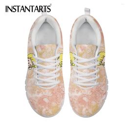 Chaussures décontractées Instantarts Summer Souffant Footwear confortable pour les dames infirmières Cartoon Angel Brand Design Lace Up Flats Shoe