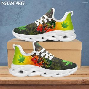 Chaussures décontractées Instantarts Summer Soueurs Mesh Feuilles plantes de conception de plante Femmes Plat baskets pour 420 Chaussures imprimées Femme