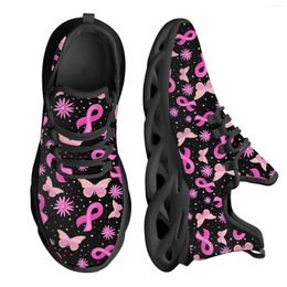 Chaussures décontractées Instantarts Femmes Air Mesh Breaspieur respirant baskets du cancer du sein Conscience du cancer rose Ribbon Lightweight Females Cadeaux