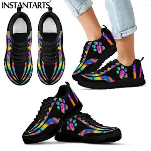 Chaussures décontractées Instantarts Femmes Running Cartoon Dog Gradient Design Ladies Lace Up Walk Sneakers Girls Luxury Chaussure Femme