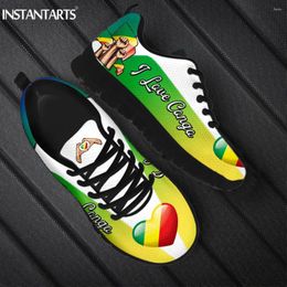 Chaussures décontractées Instantarts Instantarts pour femmes résistants à la mode Fashion Congo Flag Love Brand Design Man Flat Lightweight Round Toe Tennis