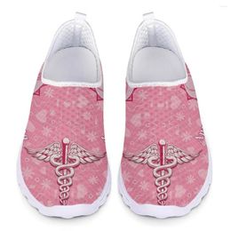 Zapatos informales InstantartsDouble Caña de serpiente rosa Linda impresa liviana para mujeres sin deslizamiento Mesh de verano Sneakers transpirables Zapatos