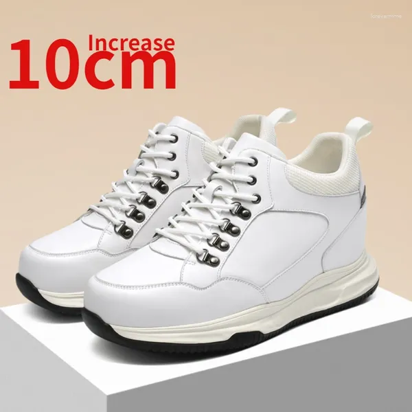 Chaussures décontractées Saisir invisible pour hommes 10 cm Hauteur Chaussure blanche en cuir authentique à la mode à la mode