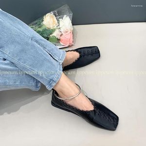 Casual schoenen ippeum zwarte ballet flats vrouwen Mary Jane lederen jurk Weave Red Square teen ballerina ballerinas zapatos mujer