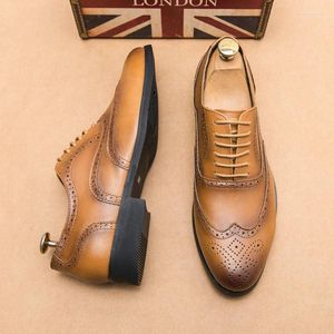 Casual schoenen Italiaans merk hoogwaardige vintage oxford veter gegraveerde brogue dikke sola designer herenbedrijf leerleer