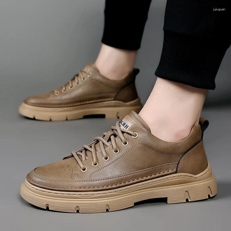 Casual Shoes Italian Brand Men's Genuine Leather Thick Soled Wear-resistant Oxford Conference Business Free Delivery