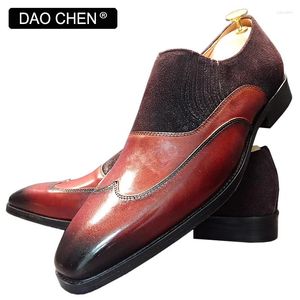 Chaussures décontractées hommes italiens en cuir authentique noir marron mélangé couleurs de tenue aile