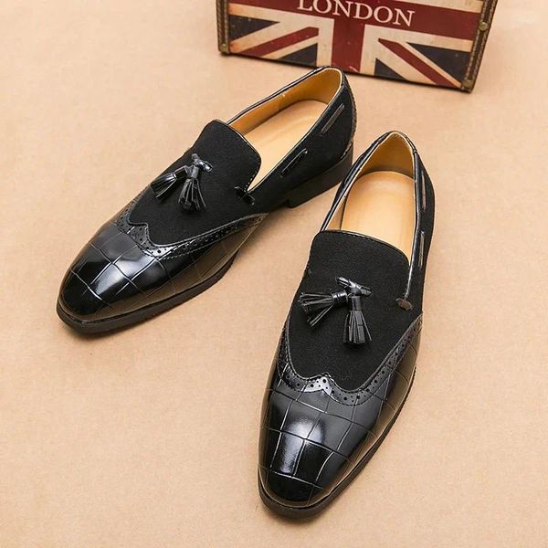 Zapatos casuales de color negro italiano color marrón mixto de lujo