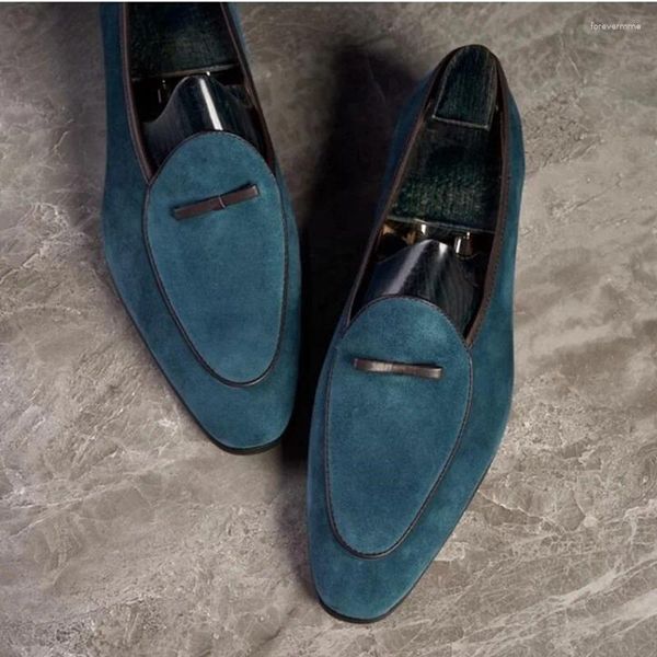 Chaussures décontractées Italie Style Hommes Mocassins En Daim De Haute Qualité Hommes En Cuir Formel À La Main Glissement Sur Robe D'affaires