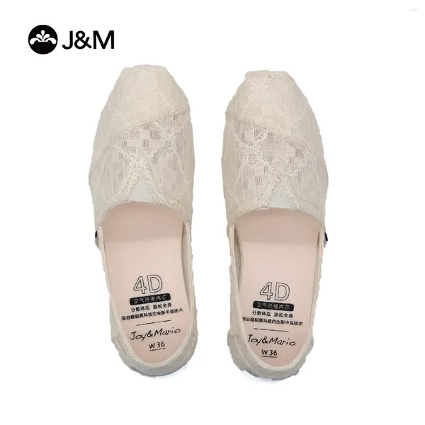 Zapatos casuales jm mujeres de goma suave suela blanca plano verano slip-on transpirable malla de malla de encaje de encaje zapatillas sapatos