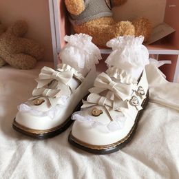 Chaussures décontractées Japonais Kawaii Bow Boucle Pu Cuir Chaussure Écolière Loli Mary Jane Lolita Soeur Douce Jk Uniforme Harajuku Anime Cosplay