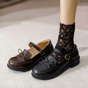 Chaussures décontractées en cuir de vache marron pour femmes, Version japonaise et coréenne, rétro nostalgique, nœud Mary Jane, noir, plates, princesse étudiante