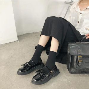 Chaussures décontractées Étudiants japonais Creepers Mary Janes Femmes mignons Bow-Knot Backle Strap Mandis Vintage Ruffles Light / Matte Doll Femme