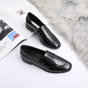 Chaussures décontractées en cuir japonais Oxford femme marque Espadrilles bas talon épais mocassins britanniques bout carré mocassins femmes appartements Derby chaussure